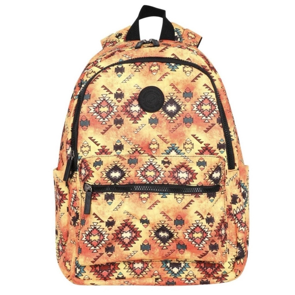 Montana West Aztec Pattern Backpack Travel School Bag Stylish Orange/ Yellow New